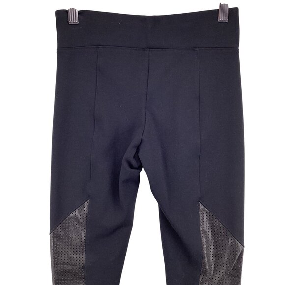 Spanx Black Leggings Size Small‎ Perforated Faux Leather Panel Inserts - Picture 7 of 10